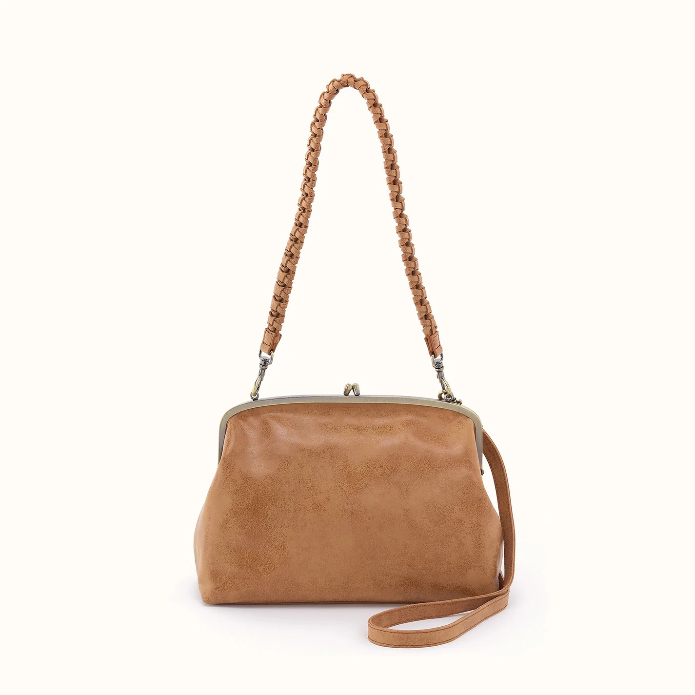 Alba Frame Large Shoulder Bag In Buffed Leather - Whiskey | HOBO Bags