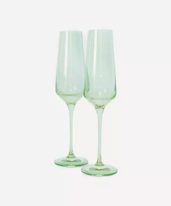 Mint Green Champagne Flutes Set of Two | Liberty London (US)