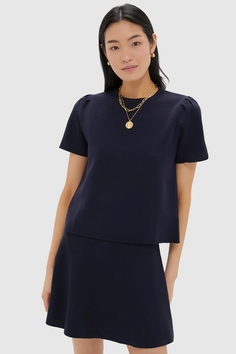 Navy Knit Short Sleeve Aubree Top | Tuckernuck (US)