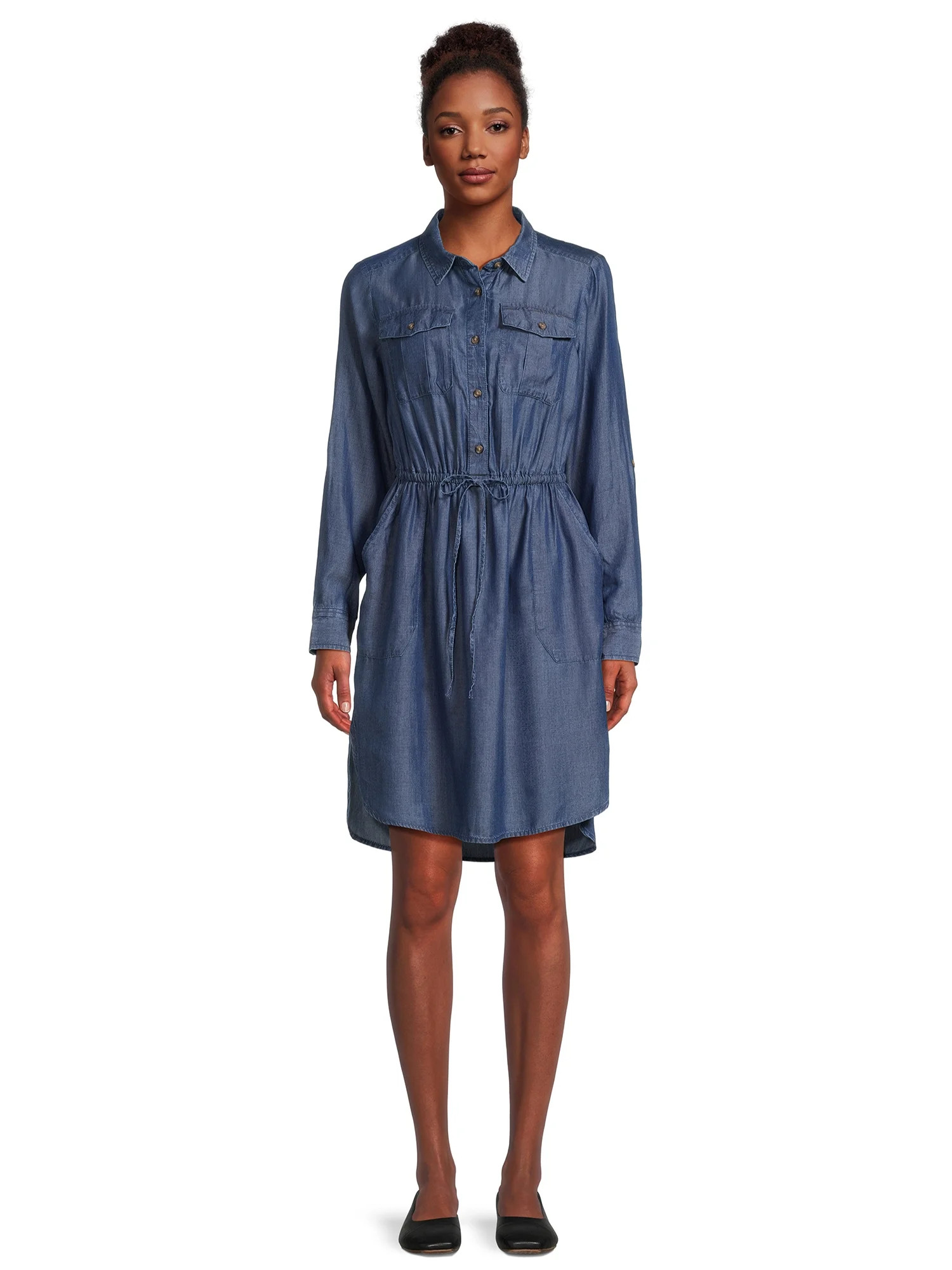Time and Tru Women’s Utility Shirt Dress, Sizes XS-XXXL | Walmart (US)