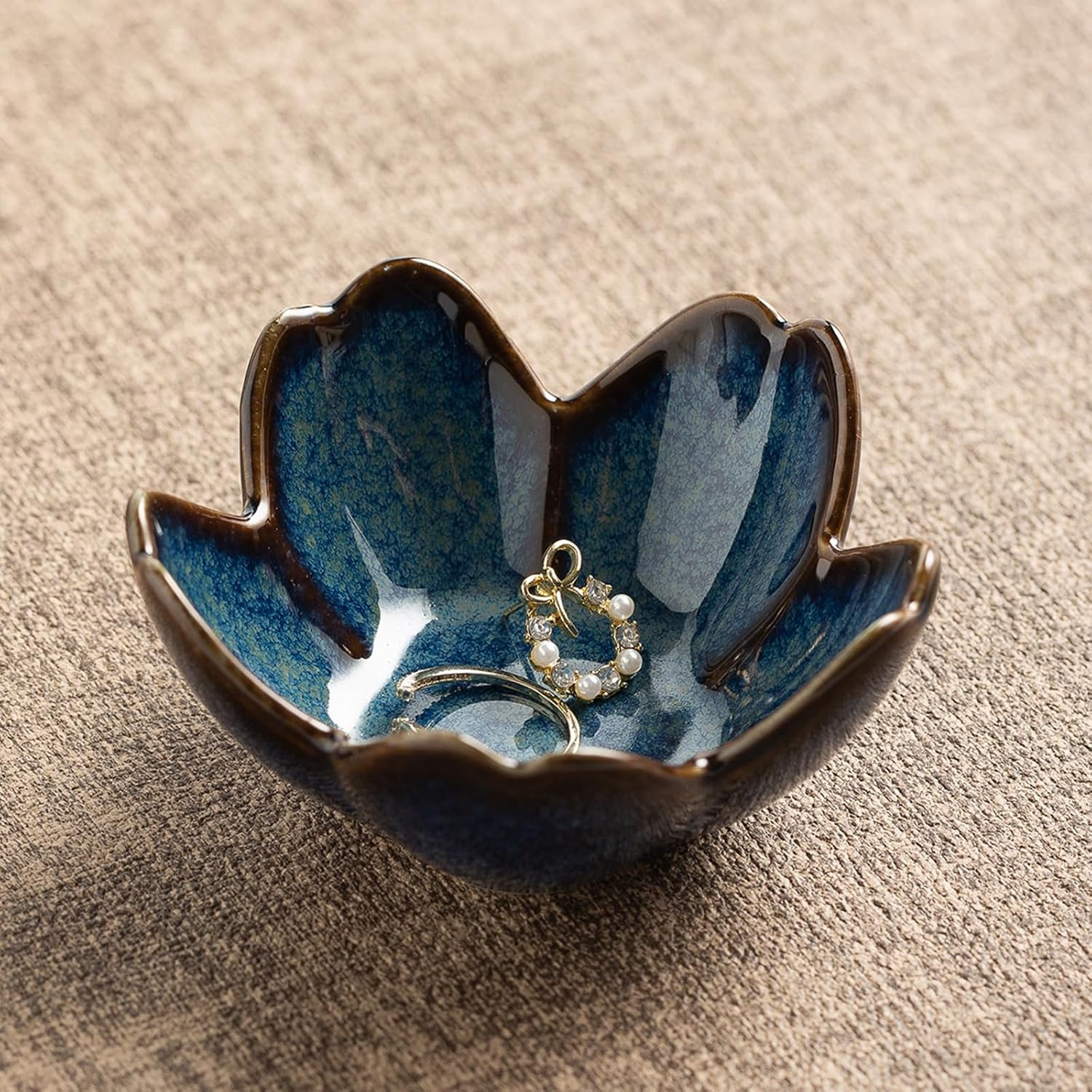 Floral Ceramic Jewelry Tray, 3.5" Ring Holder Trinket Bowl | Amazon (US)