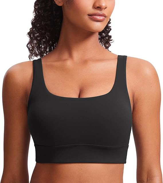 CRZ YOGA Butterluxe U Back Longline Sports Bras for Women - Scoop Neck Padded Yoga Workout Crop T... | Amazon (US)