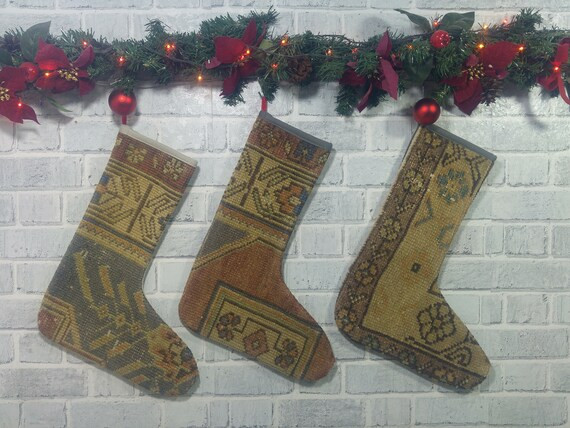 wall decor stockings bohemian kilim stockings , holiday stocking , vintage kilim christmas stocki... | Etsy (US)