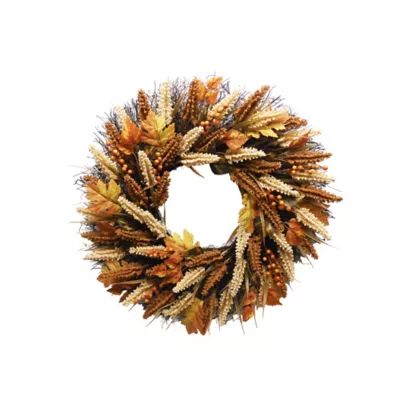 24-Inch Fall Artificial Indoor/Outdoor Heather Wreath | Bed Bath & Beyond | Bed Bath & Beyond