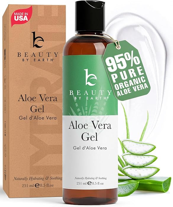 Beauty by Earth Aloe Vera Gel - USA Made with Natural & Organic Ingredients, Pure Aloe Vera Plant... | Amazon (US)