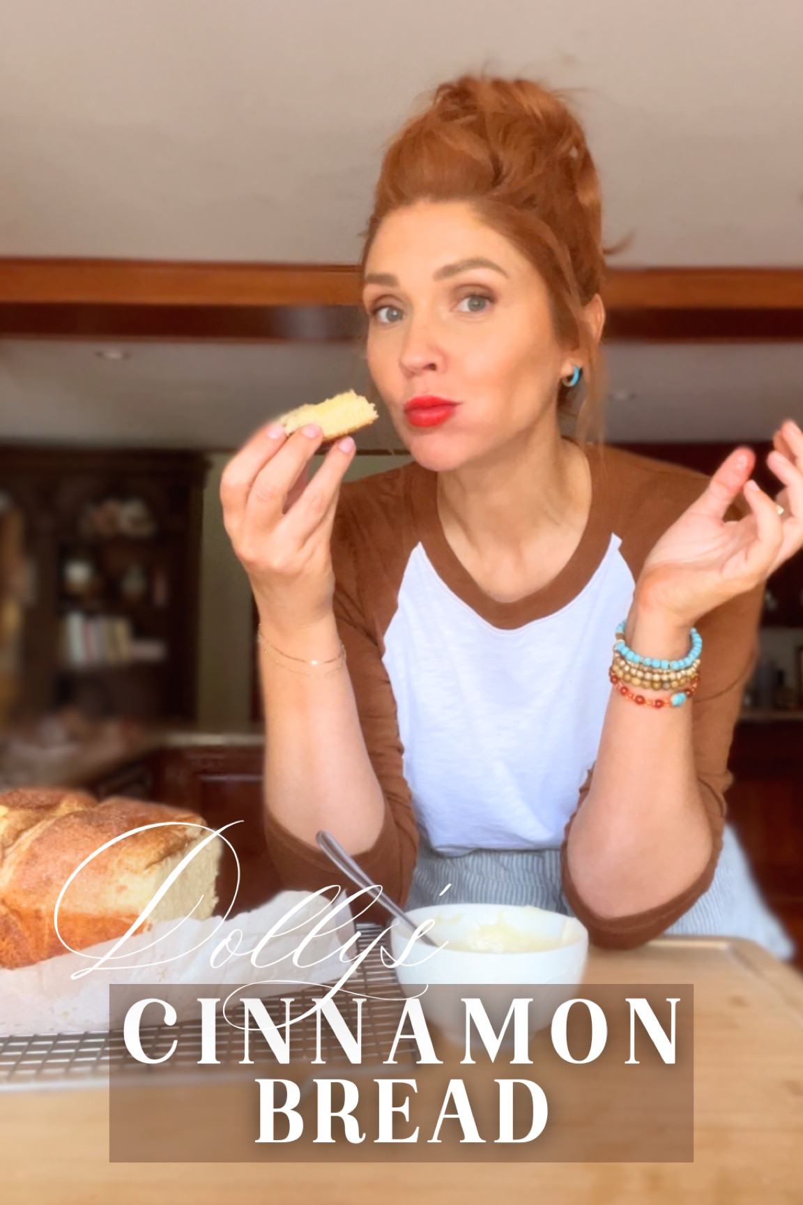 🙌🏻This cinnamon bread is taste-a-like for the Dollywood cinnamon bread! You won’t regret making this yummy recipe for your family this weekend!! 

The Dough
2¼ cups all-purpose flour
1 egg (beaten)
½ cup buttermilk (warm)
4 tbsp salted butter (melted)
2 tsp salt
1 tbsp sugar
2½ tsp active dry yeast
¼ cup water (warm)
½ cup sugar
Cinnamon Mixture
6 tbsp salted butter (melted)
⅓ cup brown sugar
1 tbsp cinnamon
The Glaze
1¼ cup powdered sugar
2 tbsp salted butter (melted)
4 tbsp milk (warm)

INSTRUCTIONS
 
The Dough
Mix together warm water, yeast, and 1 tbsp sugar in a bowl. Cover with a damp cloth and leave in a warm place for 10 minutes.
Add flour, salt, egg, buttermilk, butter, and the rest of the sugar to a large mixing bowl. Form into a slightly sticky dough. Knead for 10 minutes.
Cover bowl with a damp cloth and leave in a warm place for 1.5hours
Cinnamon Mixture
Melt the butter and whisk with the brown sugar and cinnamon. Pour the mixture onto a plate.
Grease your loaf pan
Make 4 cuts in the top of the dough. Roll the dough in the cinnamon mixture, thoroughly coating it. Put in the loaf pan.
Bake at 340 F for 35-40 minutes Take out at the 15 and 30 minute marks and brush the top with more of the cinnamon mixture.
The Glaze
Warm milk in a small pot on the stove. Add butter and sugar, whisk together. Pour over warm bread or use as a dipping sauce. Enjoy!


#LTKFamily #LTKHome