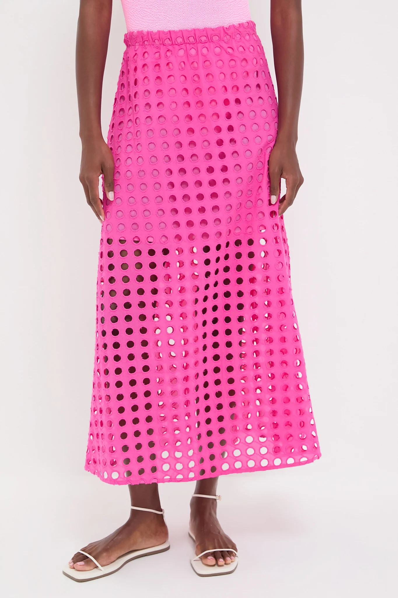 Hot Pink Cotton Eyelet Eve Skirt | Tuckernuck (US)