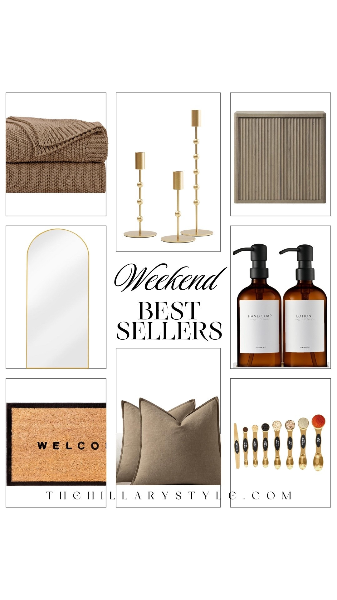 This weekend’s Amazon best sellers are the perfect mix of form and function for early fall. I’m obsessed with the buffet cabinets I styled together for a designer-inspired sideboard, the gold candlesticks, and the cozy brown throw blanket. A few small swaps — like magnetic measuring spoons or a chic welcome mat — can totally elevate your space.

#LTKOver40 #LTKSeasonal #LTKHome