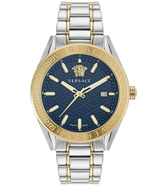 Men's V-Code Analog Two Tone Stainless Steel Blue Dial Watch | Dillard's