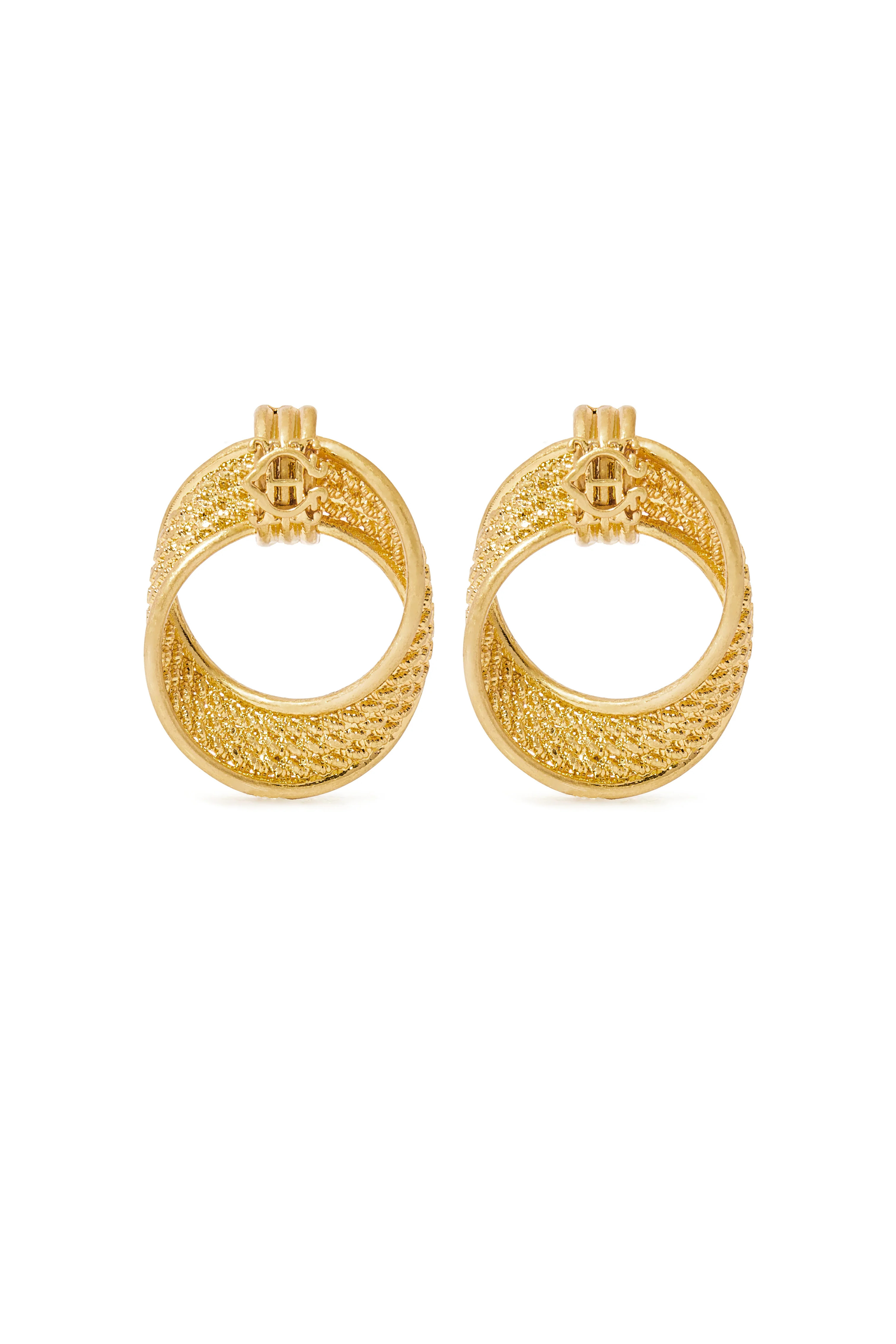 Heritage Textured Hoop Earrings (Vintage Gold) | Holland Cooper