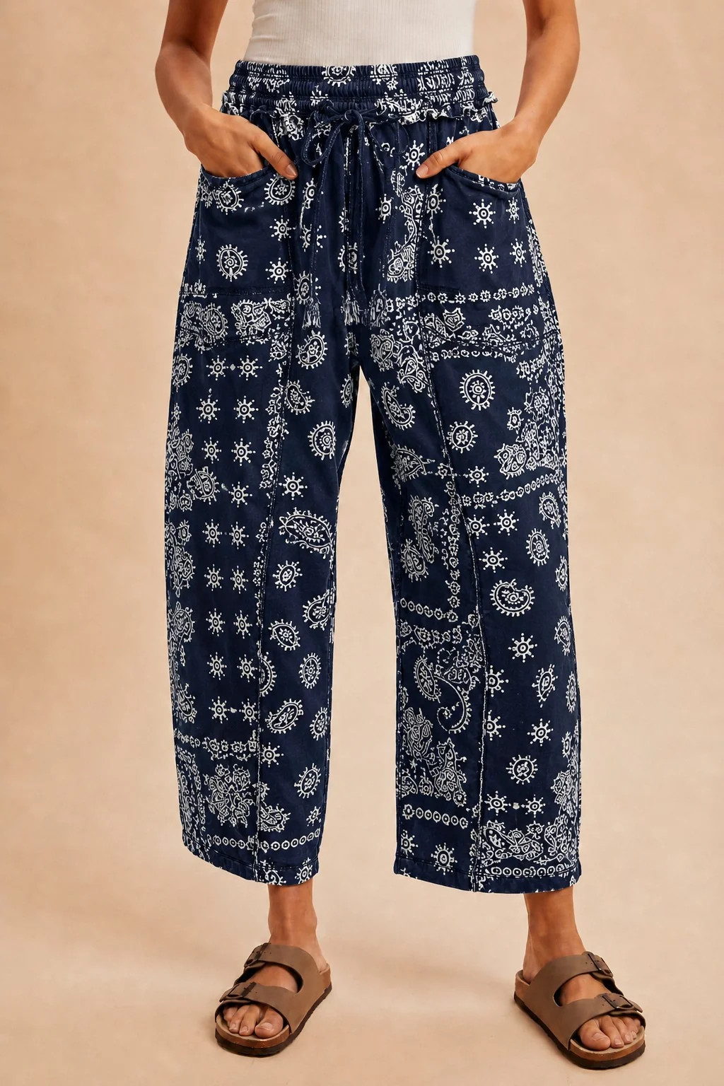 Barrel Trends Navy Bandana Knit Pants | Shop.app