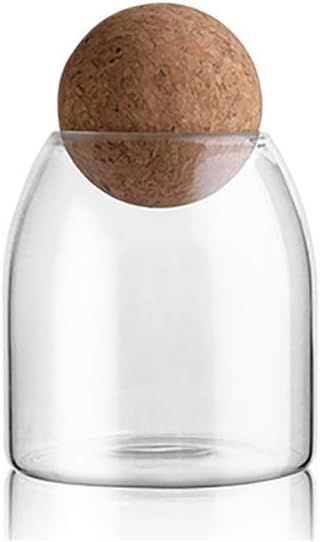 MOLFUJ 550ML/18Oz Glass Storage Container with Ball Cork, Cute Decorative Organizer Bottle Canister  | Amazon (US)