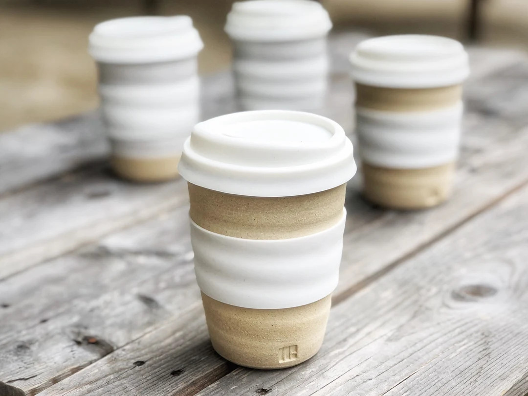 Travel Cup - Natural with lid - Handmade Farmhouse Pottery | Etsy (US)