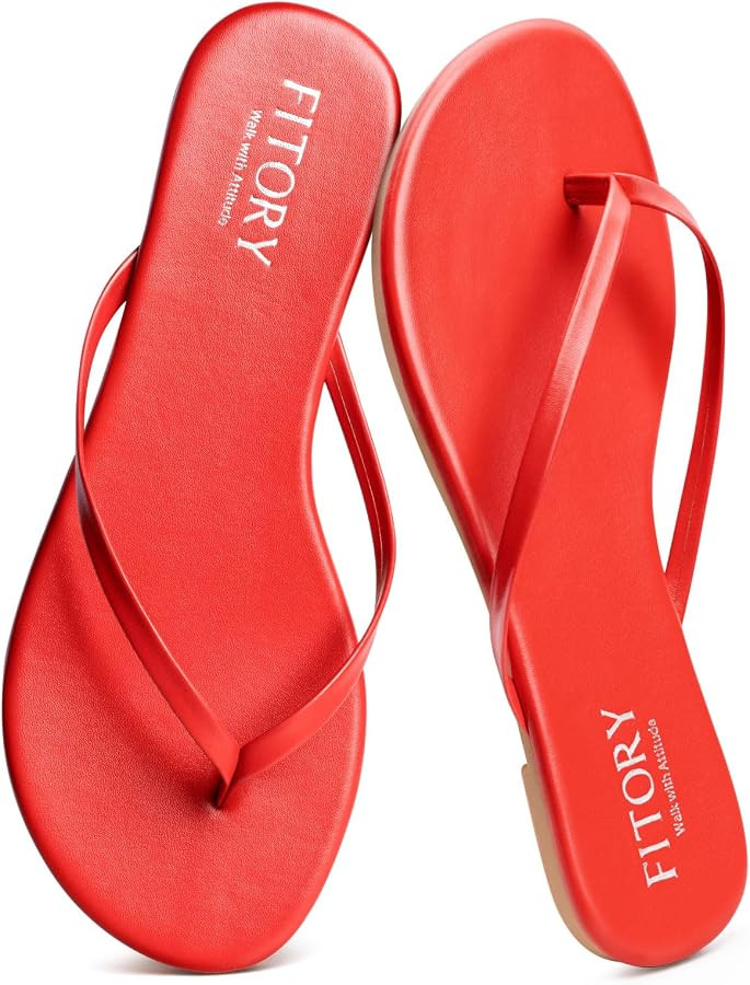 FITORY Womens Flip Flops Fashion Casual Thong Walking Slide Summer Sandals | Amazon (US)