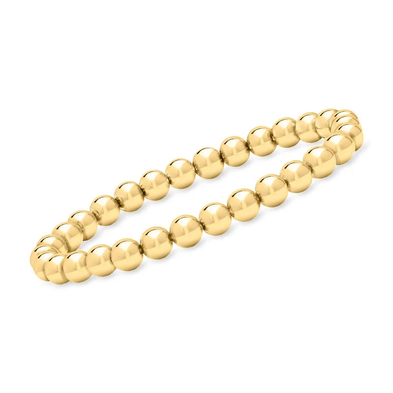 Italian 6mm 18kt Gold Over Sterling Bead Stretch Bracelet | Ross-Simons