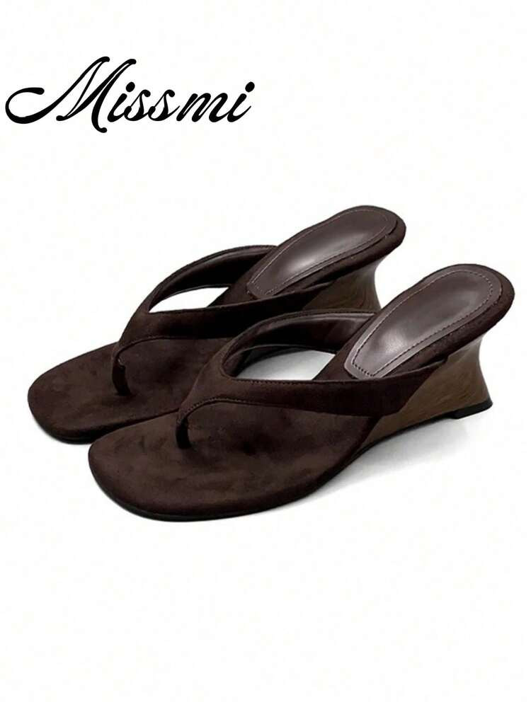 New Summer Wedge Heel Flip Flops, 8cm High Heel Casual Thong Sandals For Women | SHEIN