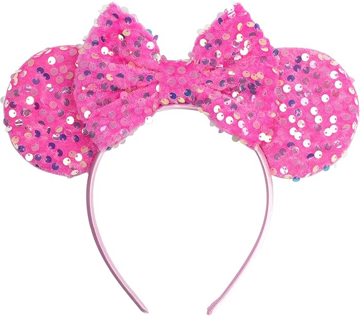 Sparkling Mouse Ears Sequin Bow Ears Headband for Women Hair Band Dazzling Accessories Headwear f... | Amazon (US)