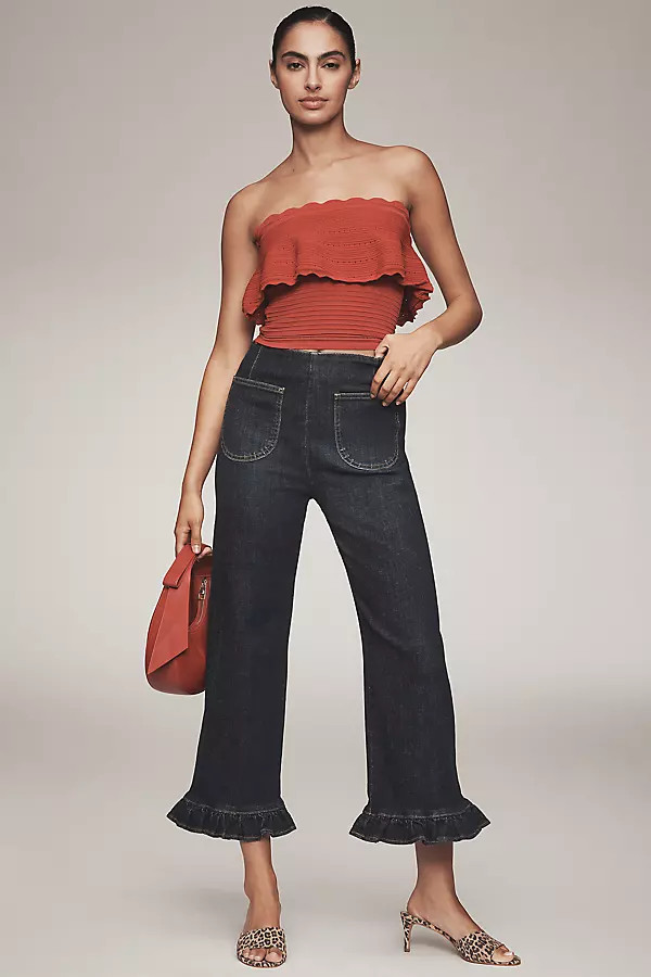 The Colette Ruffled Crop Wide-Leg Jeans by Maeve | Anthropologie (US)