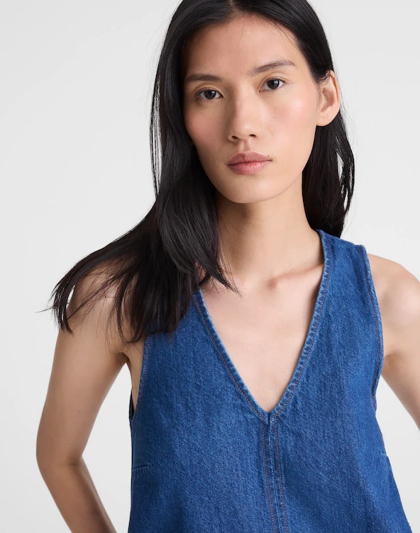 Denim V-Neck Sleeveless Mini Dress | Madewell