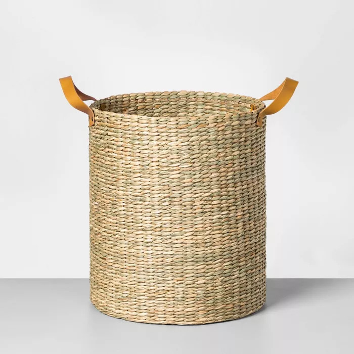 Tall Seagrass Basket with Leather Handle - Hearth & Hand™ with Magnolia | Target