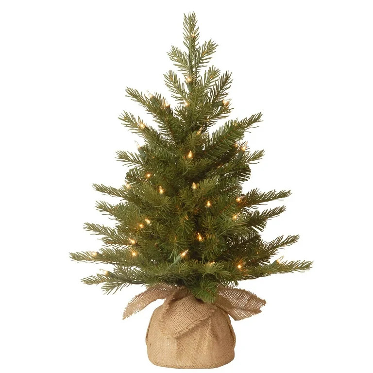 National Tree Company Pre-Lit 'Feel Real' Artificial Mini Christmas Tree, Green, Nordic Spruce, W... | Walmart (US)