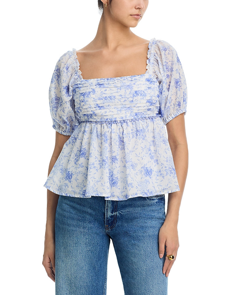 Aqua Floral Puff Sleeve Top - Exclusive | Bloomingdale's (US)