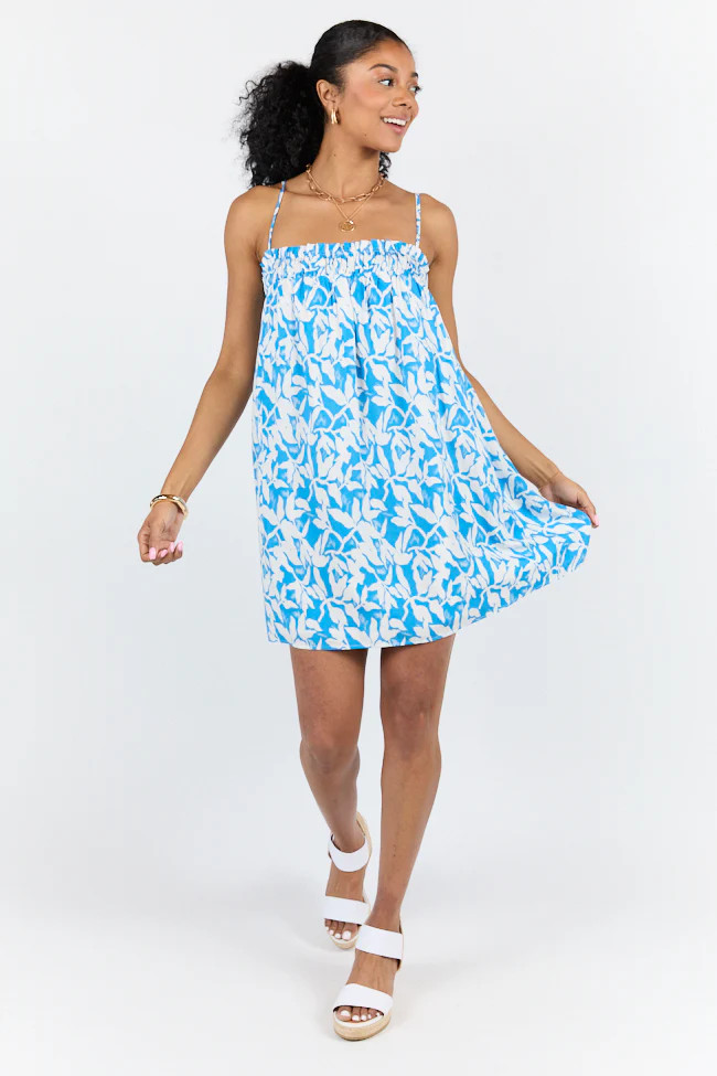Sparks Fly Blue Printed Shift Dress | Pink Lily