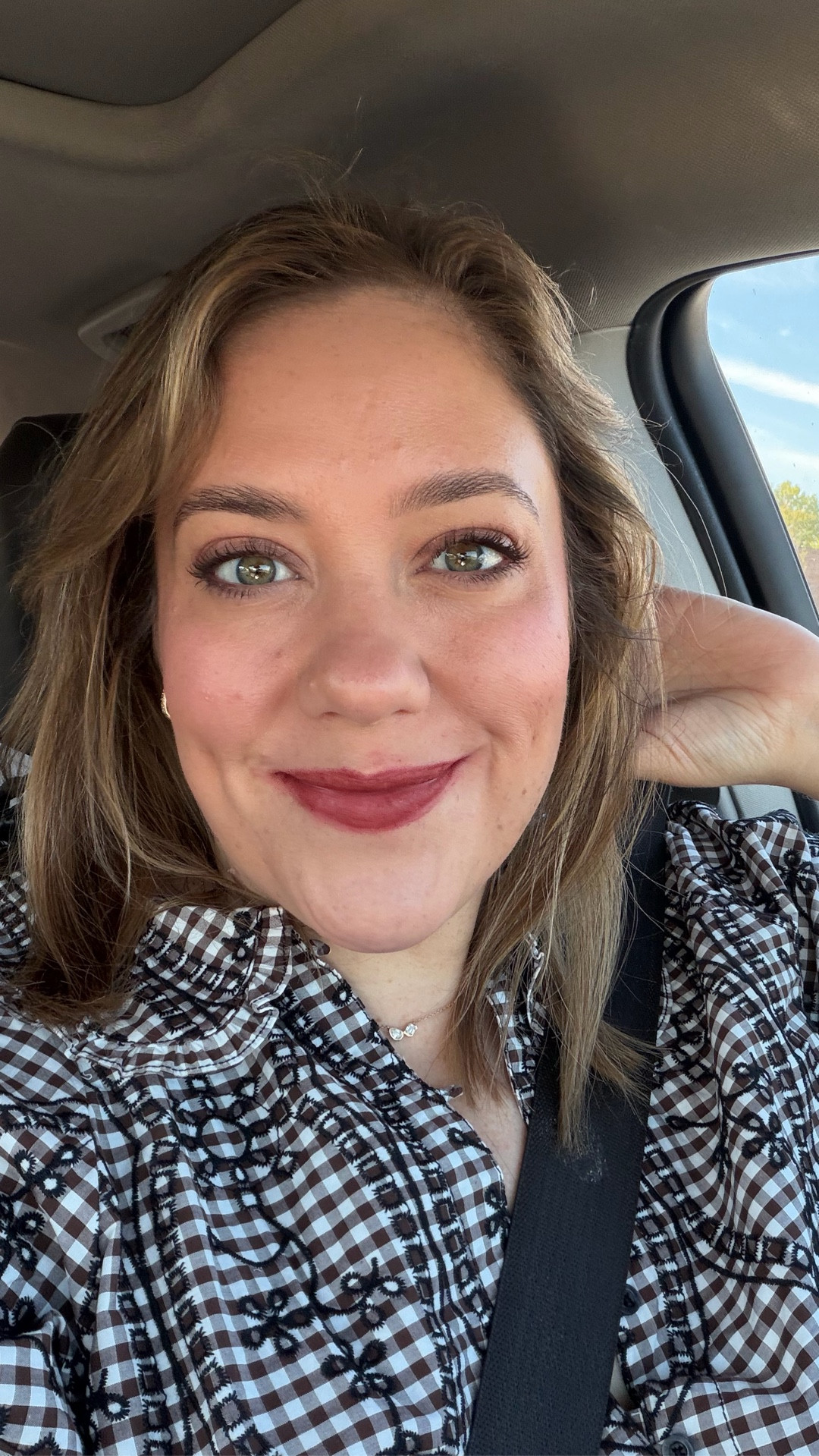 Bold lips by @violette_fr. Loving this new lip formula. It's like a whipped matte - long lasting, but not drying. Like a blotted, blurred lip. This is color Mon Cheri, but I've loved every color they sent me. Min Cheri is more of a brick red  