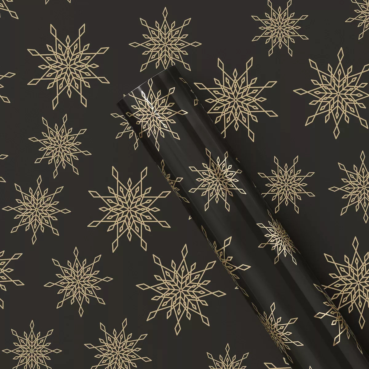 20 sq ft Metallic Gold Snowflakes Christmas Gift Wrap Black - Wondershop™ | Target