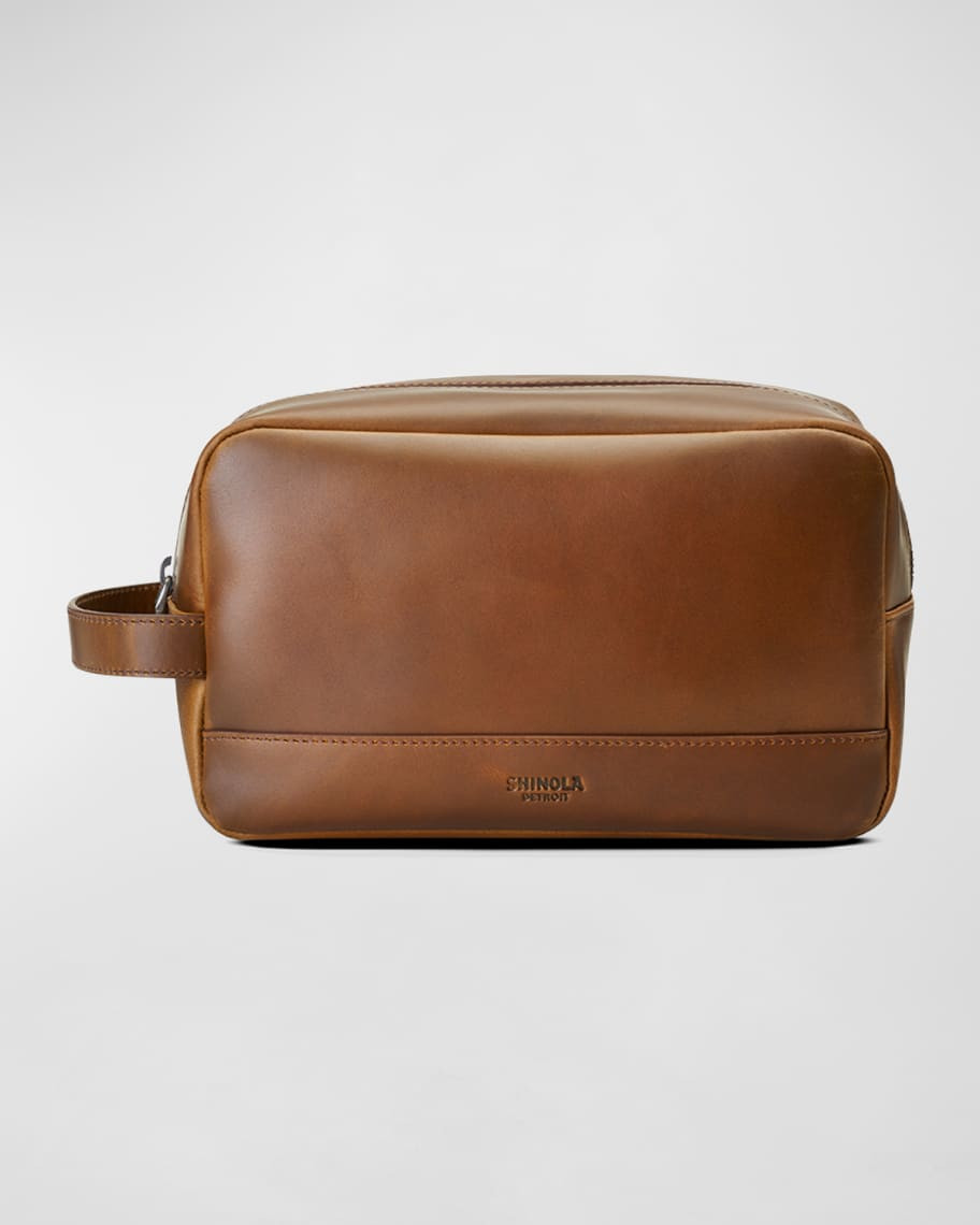Shinola Men's Navigator Leather Zip Travel Kit Bag | Neiman Marcus