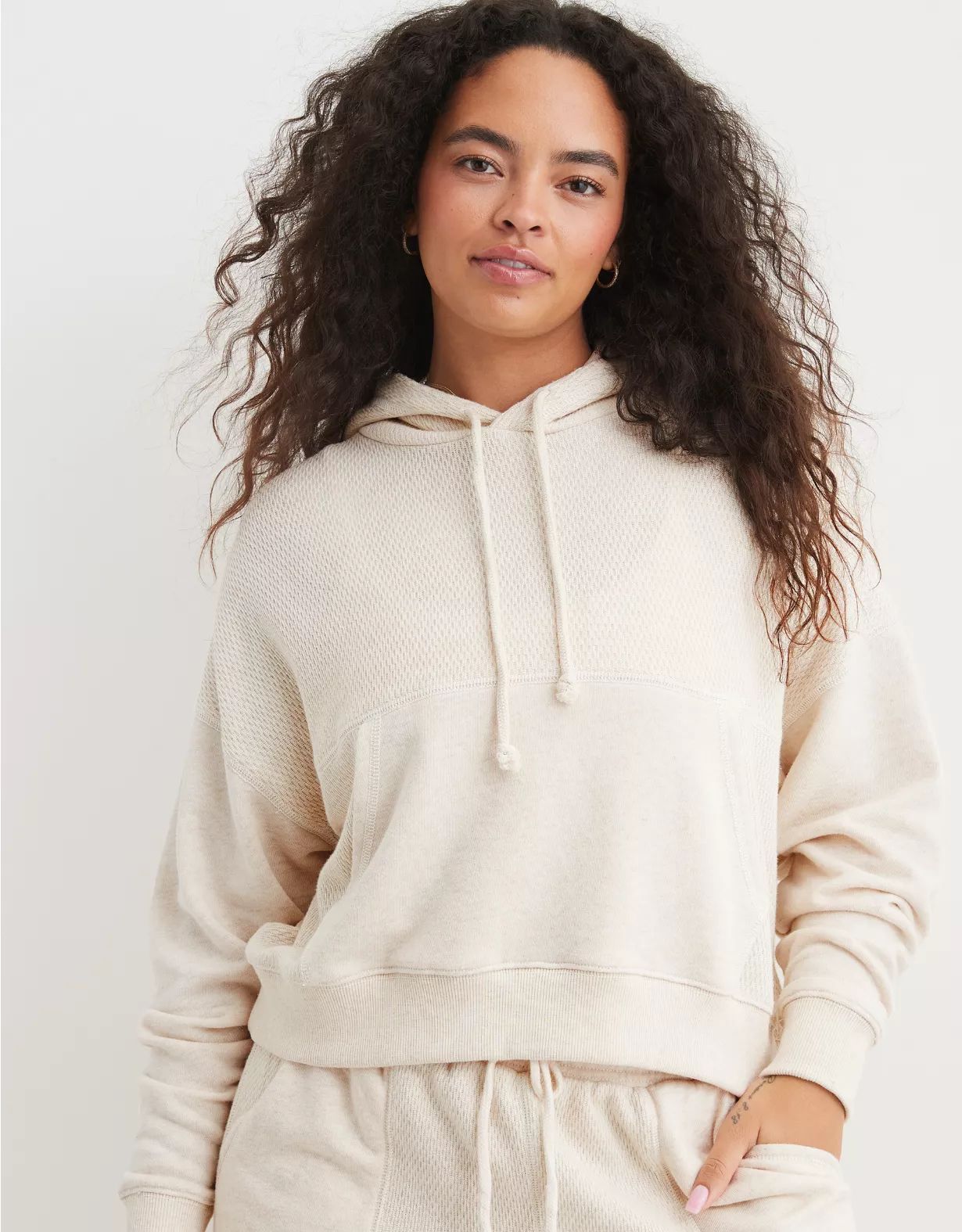 Aerie Textured Cropped Sweatshirt | American Eagle Outfitters (US & CA)