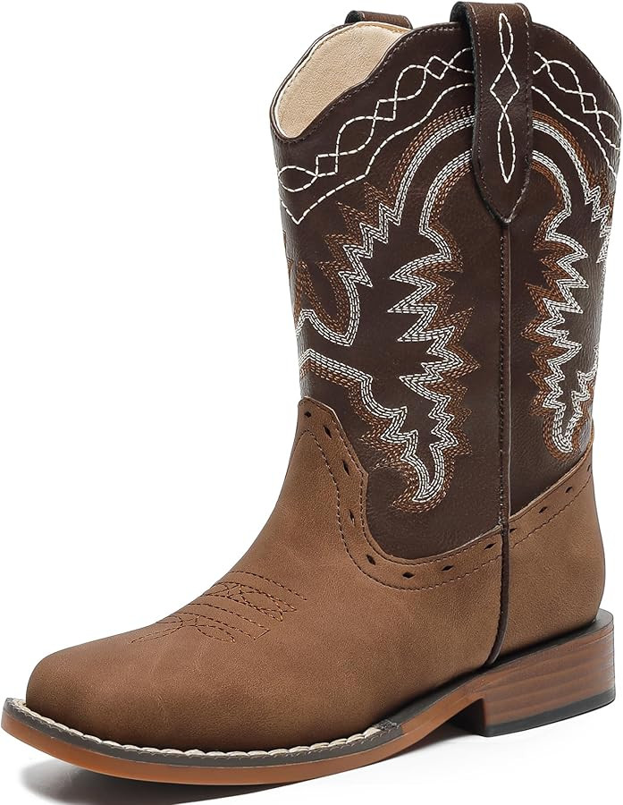 Kids Cowboy Boots for Boys Girls Western Riding Shoes Square Toe Wide Calf Hunting Walking Advent... | Amazon (US)