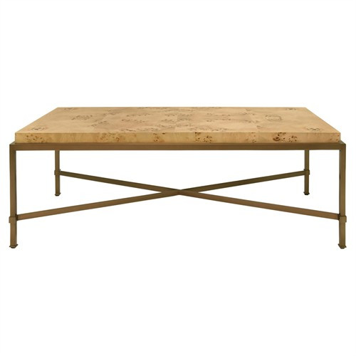 Hardwick Modern Classic Brown Burl Wood Rectangular Coffee Table | Kathy Kuo Home