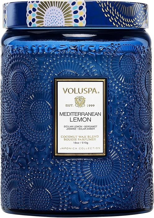 Voluspa Mediterranean Lemon Candle Jar, 18 oz, Coconut Wax Blend, Large Scented Candles for Home,... | Amazon (US)