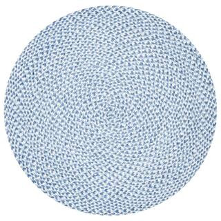 Braided Blue/Aqua 9 ft. x 9 ft. Round Solid Area Rug | The Home Depot