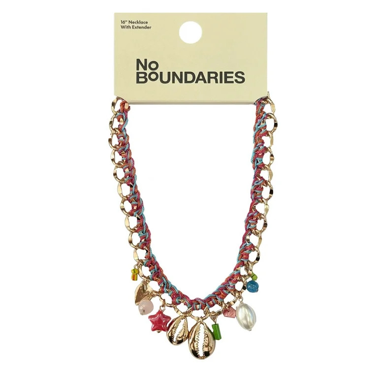 No Boundaries Multicolor Thread Chunky Shell Charm Necklace for Female Adults and Teens | Walmart (US)