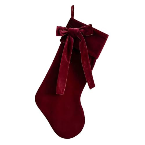 20 Inch Velvet Christmas Stocking with Large Decorative Bow Luxury Velvet Stocking for Fireplace Mantel, Elegant Holiday Decor | Amazon (US)