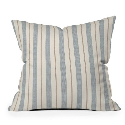 20" x 20" Little Arrow Design Co. Ivy Stripes Outdoor Throw Pillow Cream/Blue - Deny Designs | Target
