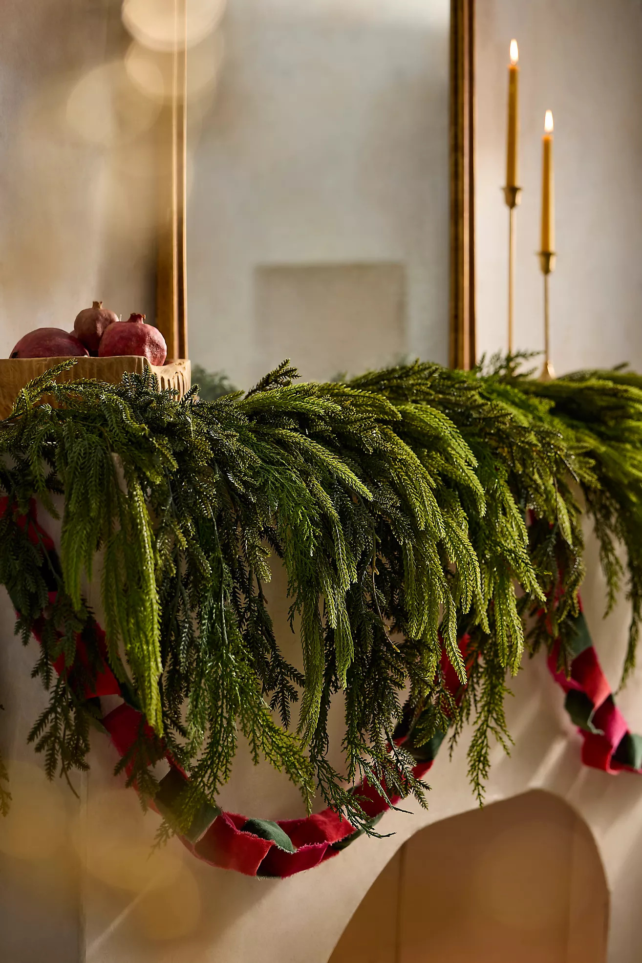 Terrain Faux Draped Evergreen Mix Garland, 6’ | Anthropologie (US)