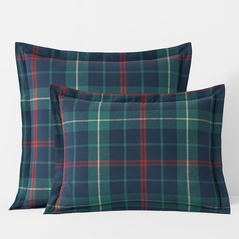 Classic Plaid Ultra-Cozy Cotton Velvet Flannel Sham - Red-Green, Standard | The Company Store