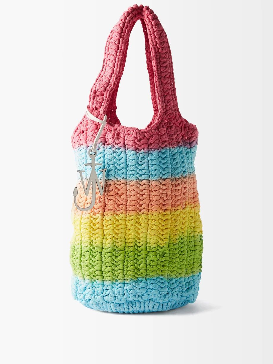 Striped cotton-crochet tote bag | JW Anderson | Matches (US)