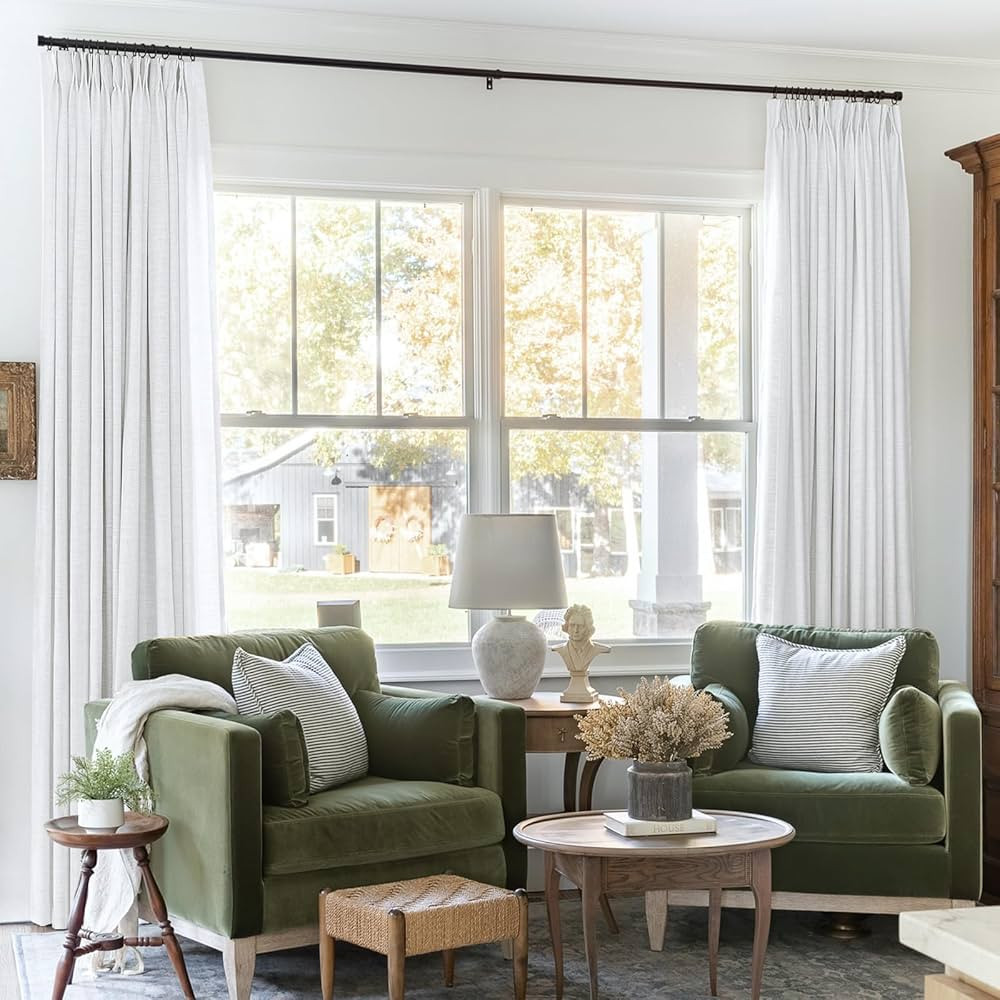 TWOPAGES 52 W x 84 L inch Pinch Pleat Unlined Darkening Drape Faux Linen Curtain Drapery Panel fo... | Amazon (US)