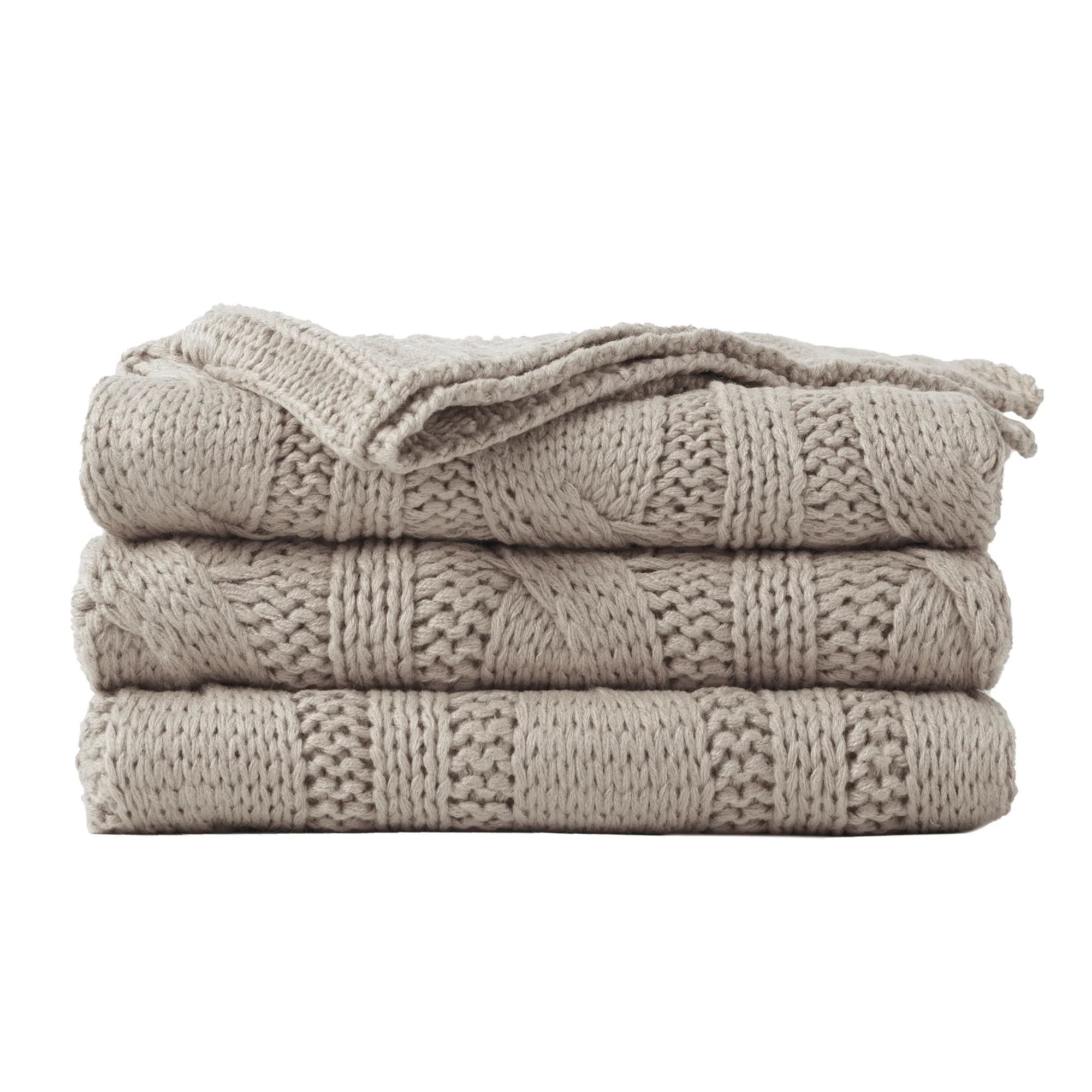 Battilo Cable Knite Blanket ,khaki Warm Throws,Herringbone Blanket,Housewarming Gifts,50"x60" | Walmart (US)