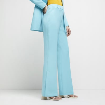 Blue split hem flared trousers | River Island (UK & IE)