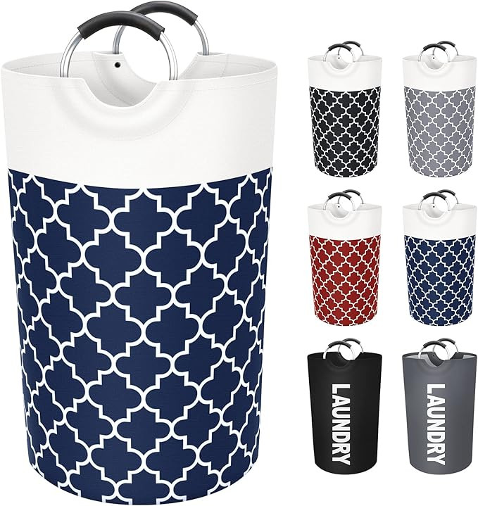Large Laundry Basket Laundry Hamper Bag Washing Bin Clothes Bag Collapsible Tall With Handles Wat... | Amazon (US)
