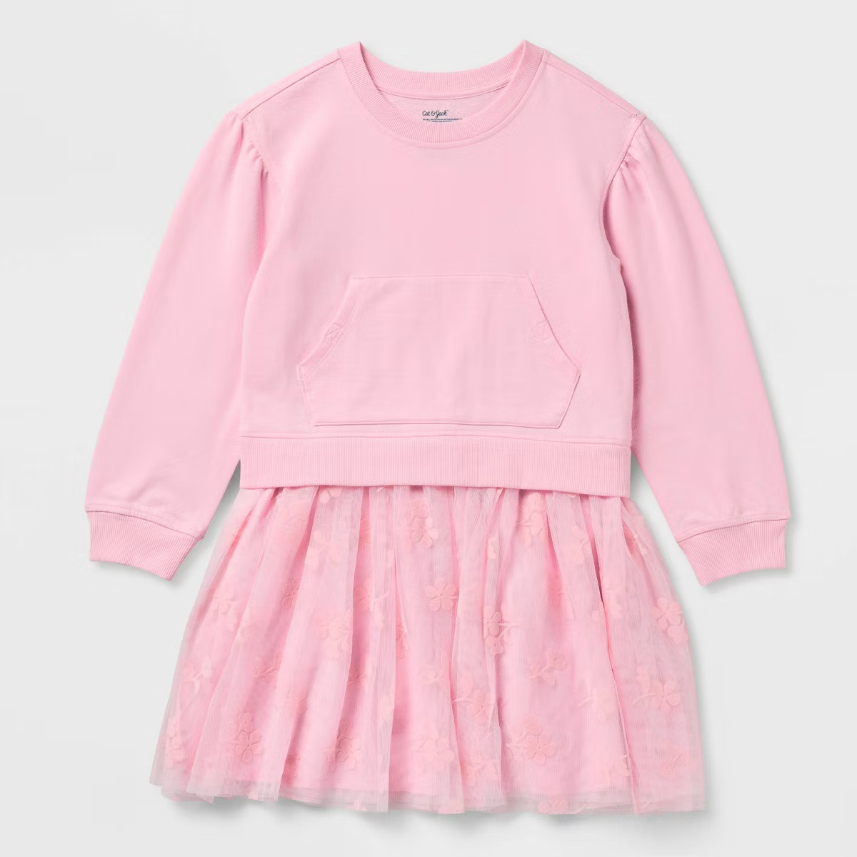 Girls' Adaptive Long Sleeve French Terry Dress - Cat & Jack™ Light Pink M | Target