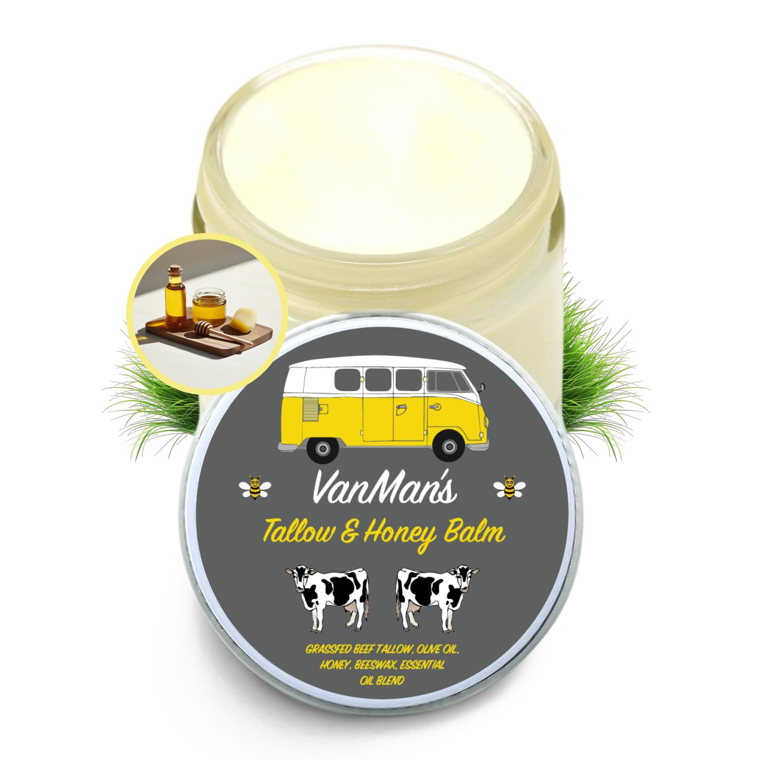 Vanman's Tallow and Honey Balm - Tallow Face Moisturizer with Grass-Fed/Finished Beef Tallow for ... | Amazon (US)