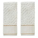 SKL Home Vern Yip Bamboo Lattice Hand Towel Set, White | Amazon (US)