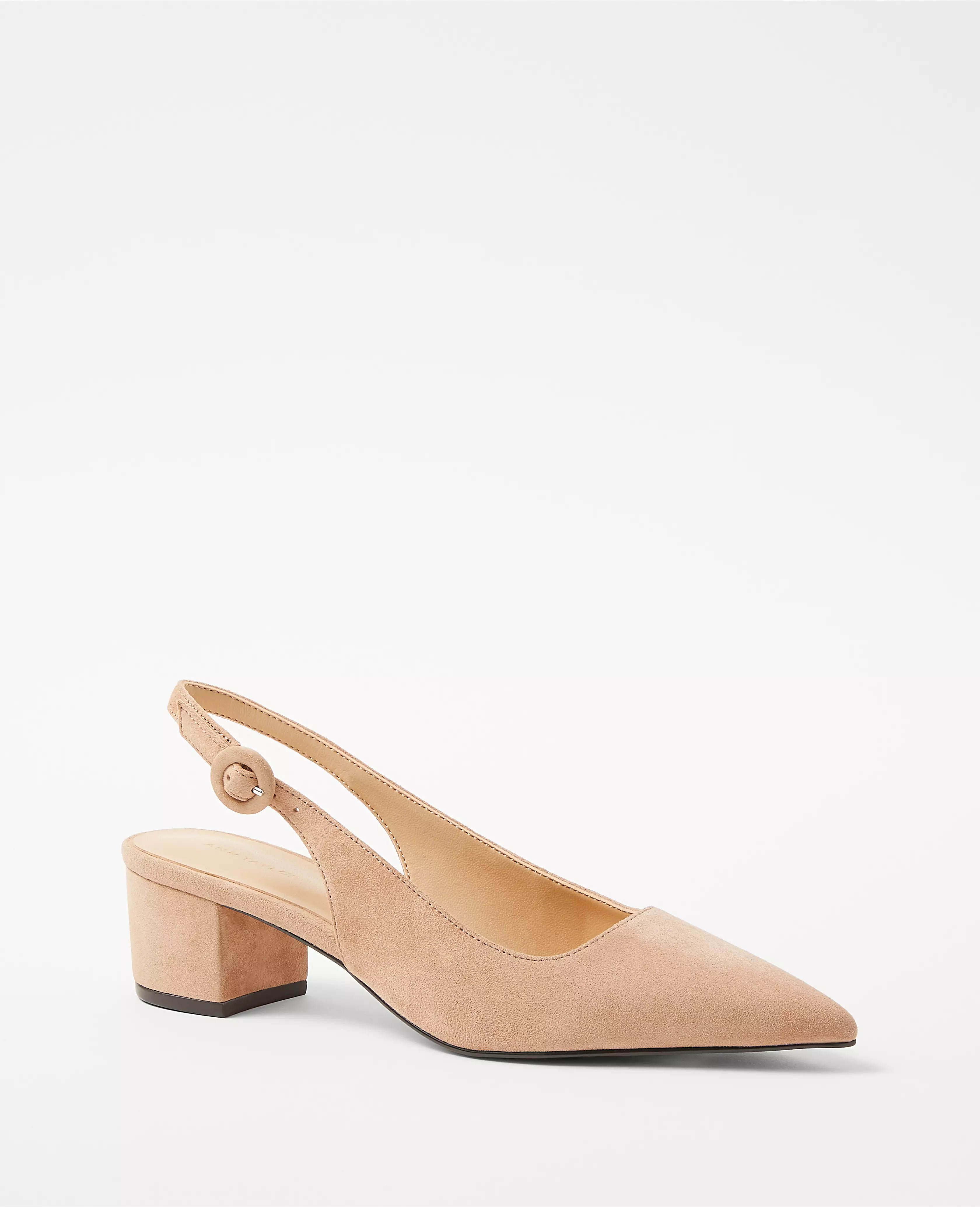 Suede Block Heel Slingback Pumps | Ann Taylor (US)