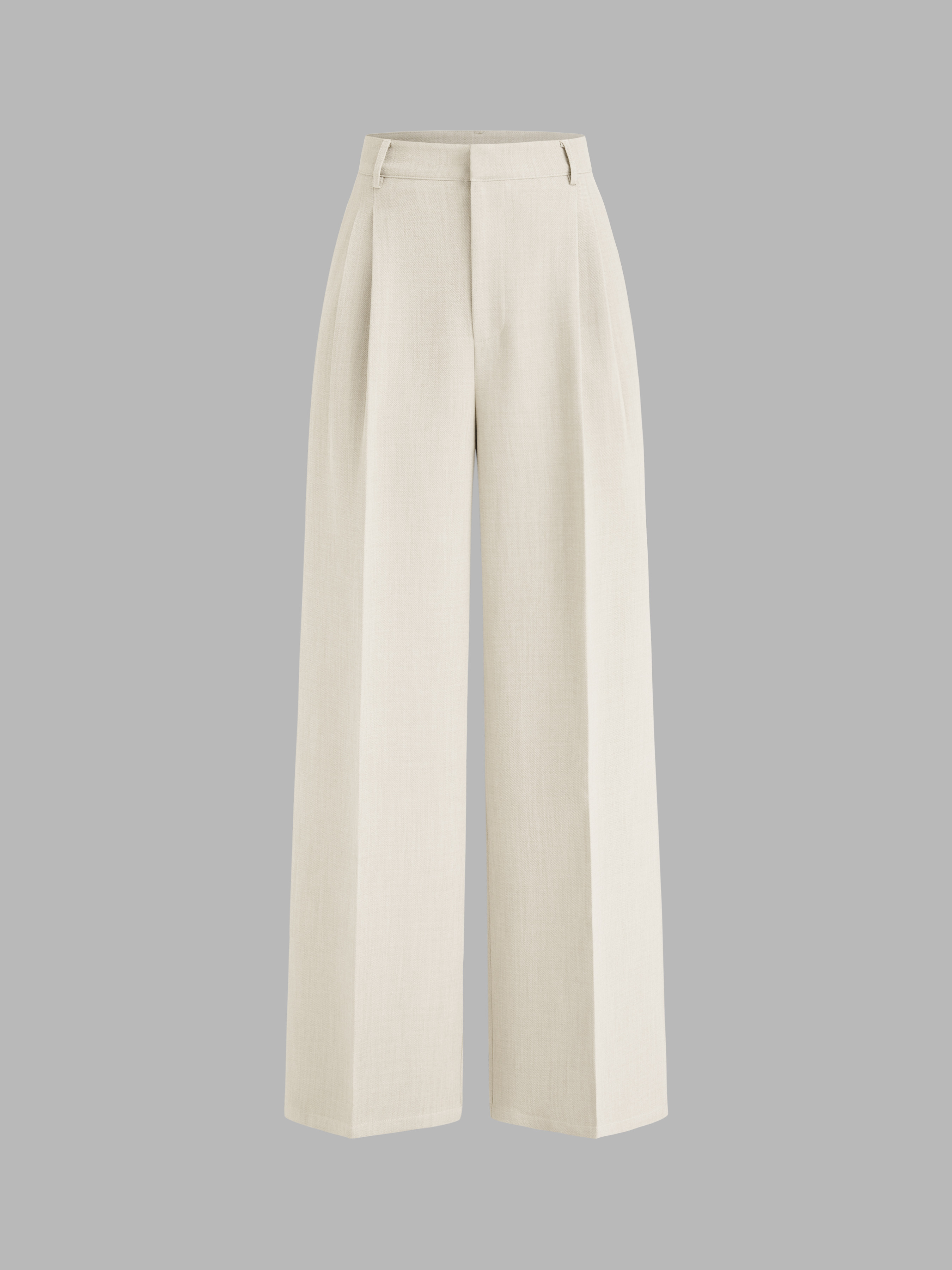 Woven Mid Rise Pleated Wide Leg Trousers  For Work | Cider